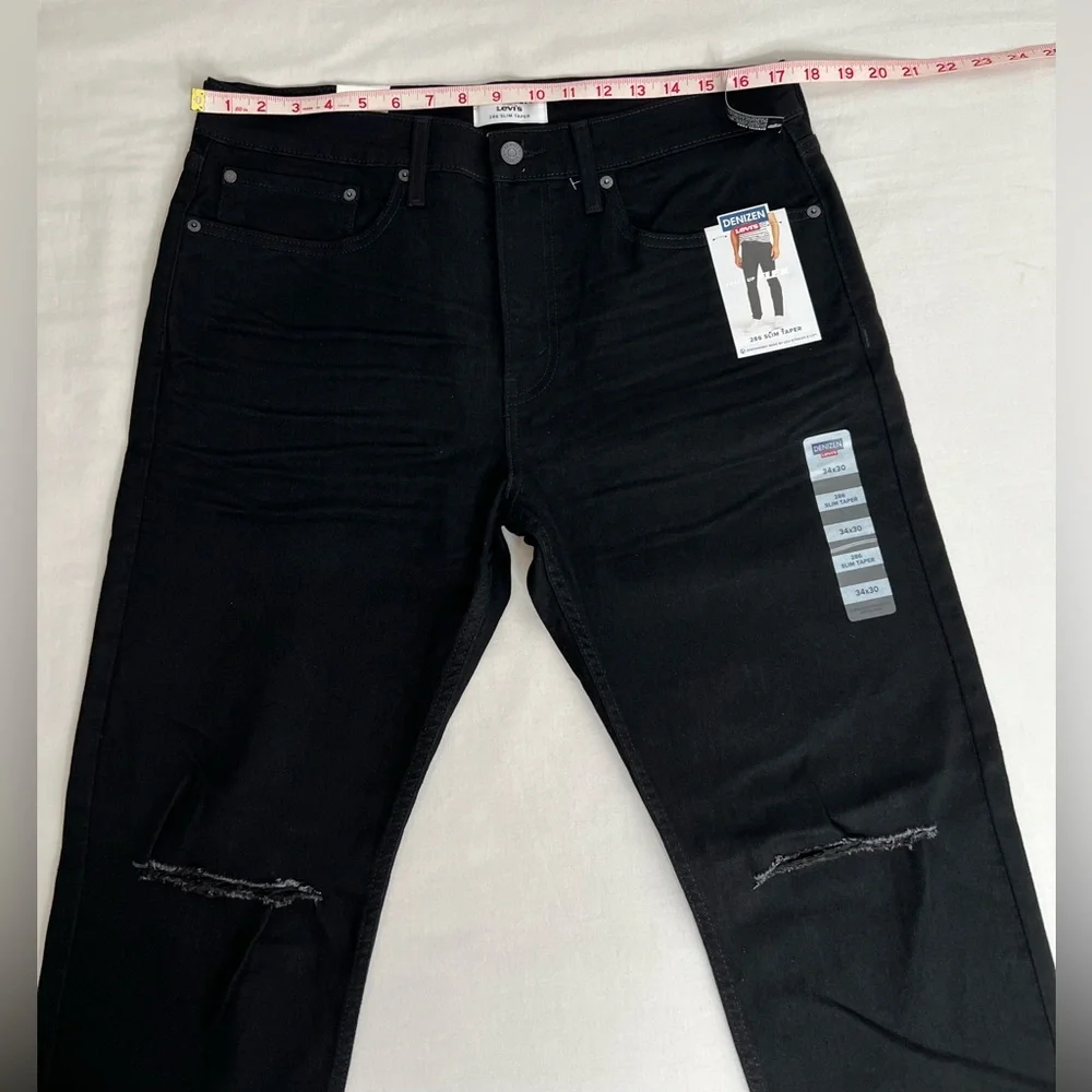 DENIZEN From Levi's 286 Taper Jeans Men's Black Denim Slim Fit Size 34X30